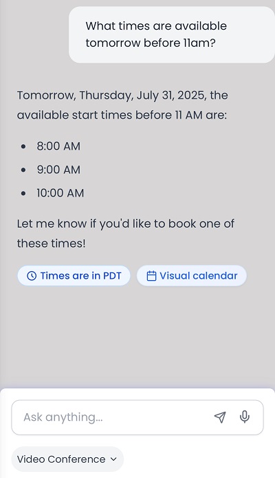 Scheduling Step 1: Initial query interface